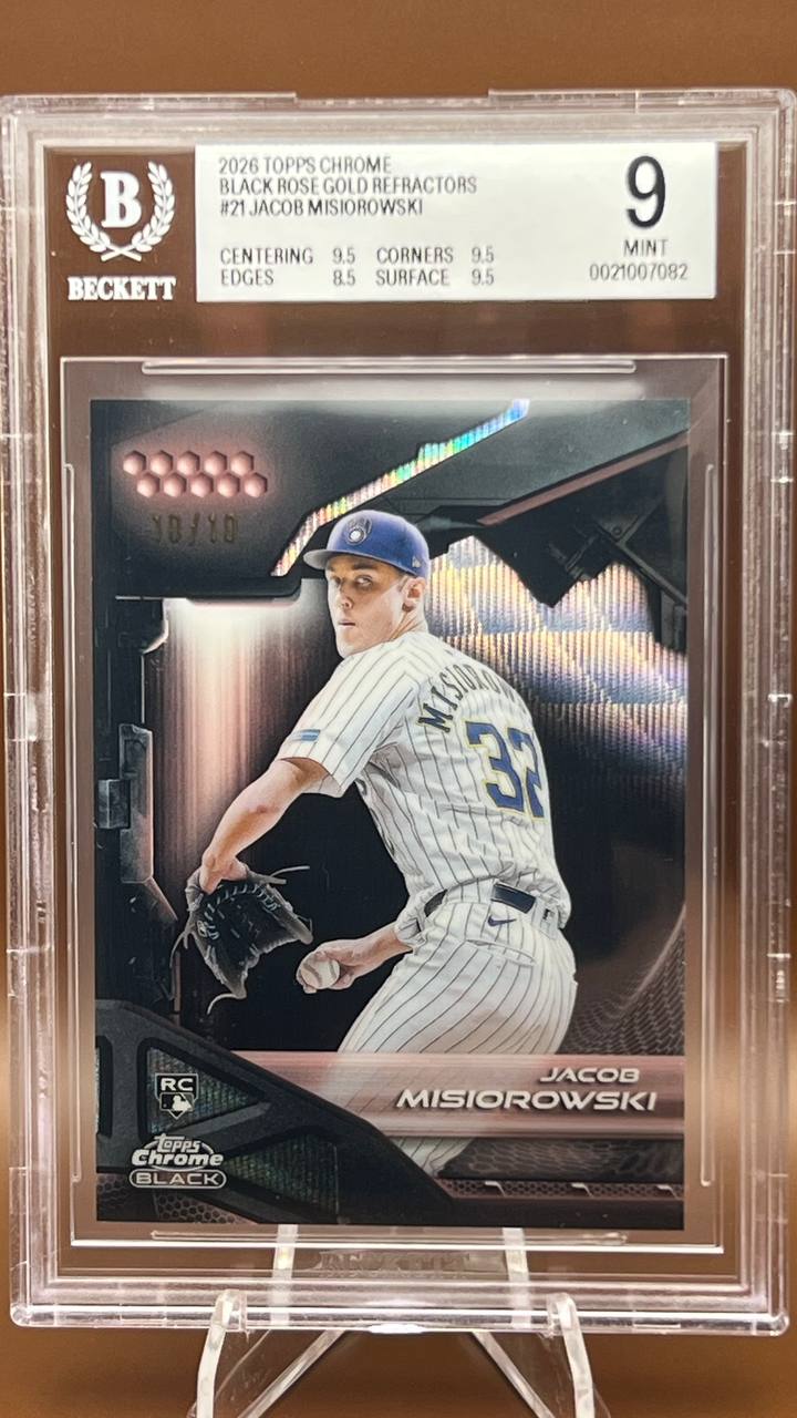 2026 Topps Chrome Black Rose Gold Refractor Jacob Misiorowski BGS 9 /10 #21