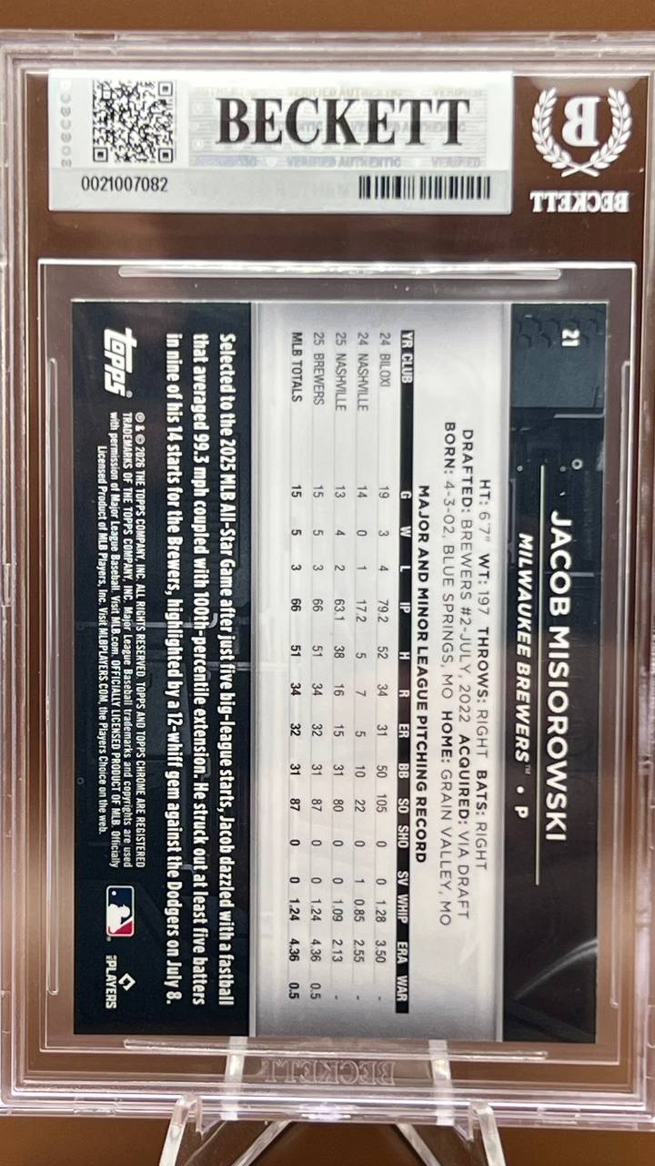 2026 Topps Chrome Black Rose Gold Refractor Jacob Misiorowski BGS 9 /10 #21 — photo 2